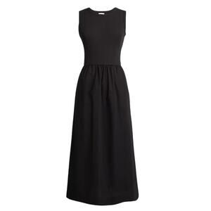 J.Crew Factory Ribbed Knit Mixy Midi Dress Black Size XS Petite NWT